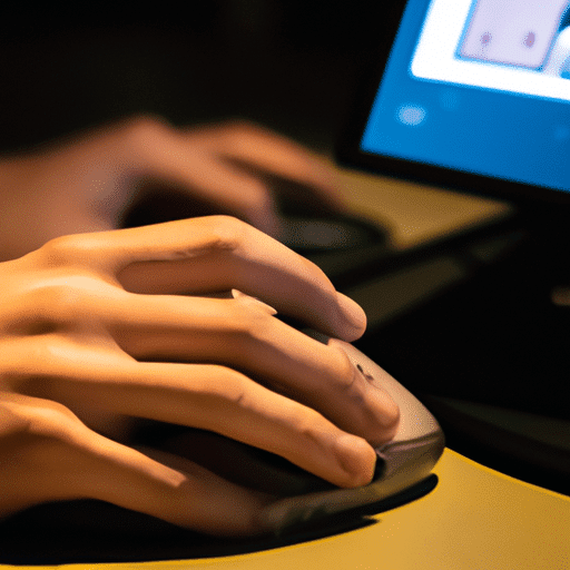 תקריב של ידו של אדם באמצעות עכבר כדי לנווט בלוח המחוונים של אתר אינטרנט על מסך המחשב שלו.
