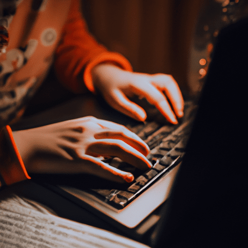 תמונה של אישה עובדת על המחשב הנייד שלה בבית