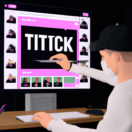 איור של אדם עורך סרטון TikTok עם תמונות